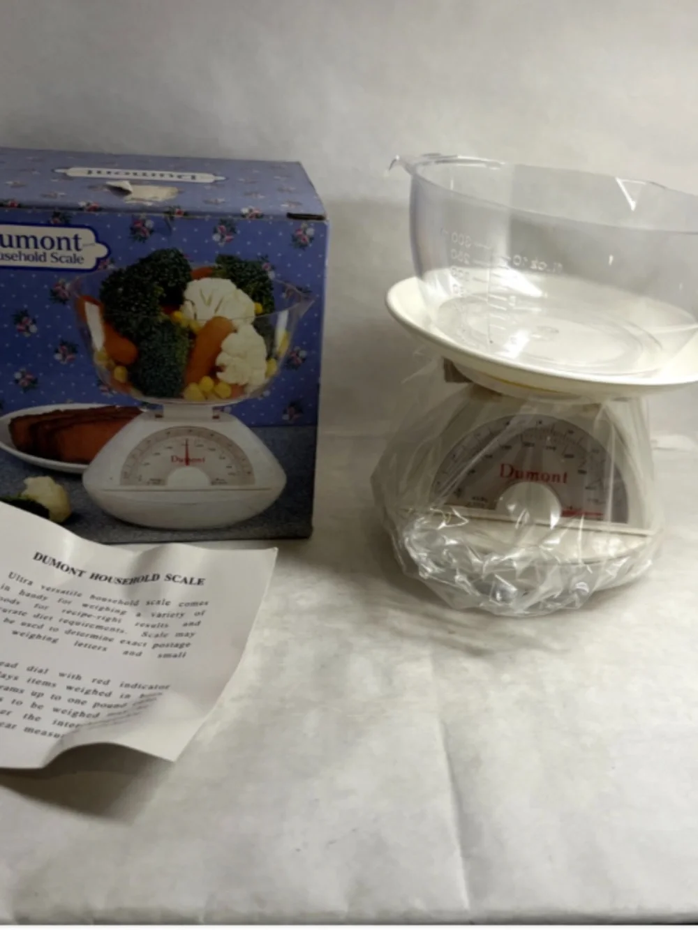 Vintage NEW Retro Dumont Household Kitchen Food/Postal Manual Scale w/Dish